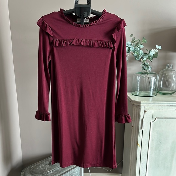 Philosophy NWT Burgundy Ruffle Long Sleeve Dress - Picture 1 of 3